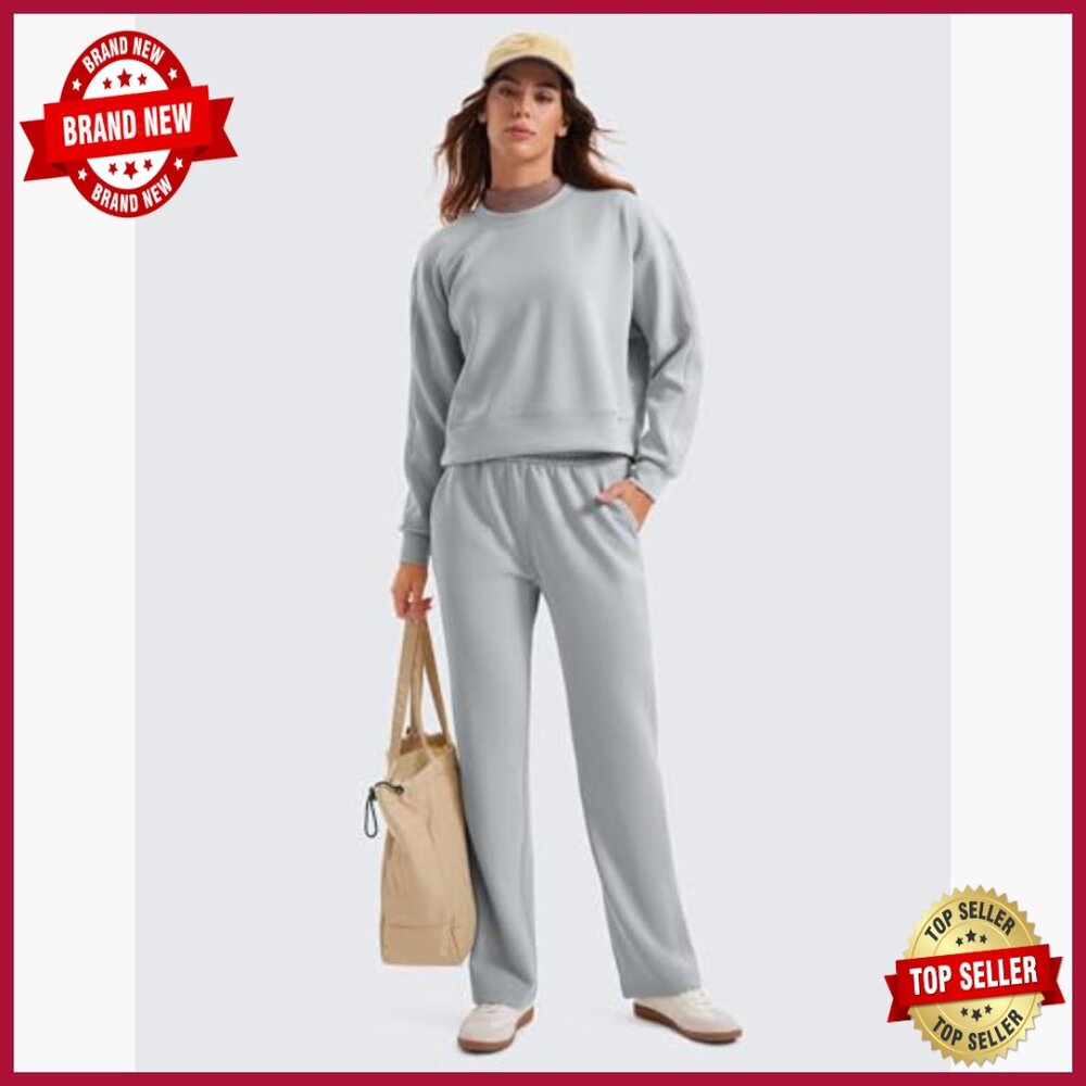 Soft Modal Blend Crewneck Sweatshirt Relaxed Fit Waist Length - Picture 4 of 5